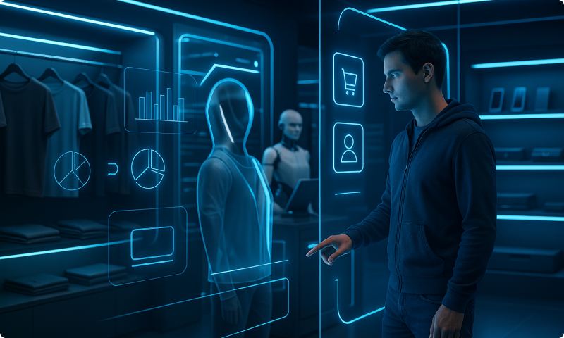 B2C ритейл-сектор:
магазины одежды, электроники, товаров